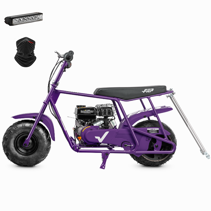 FRP GMB100U utility mini bike side profile with rear tow bar