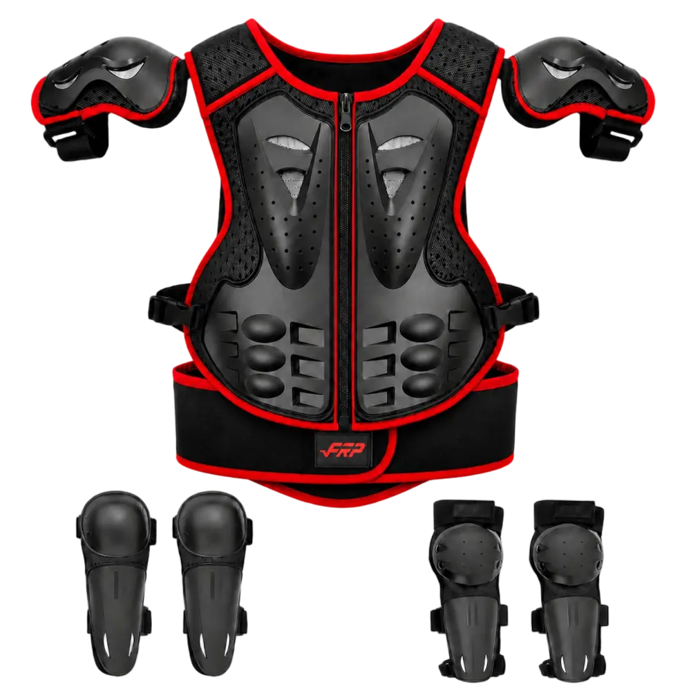 FRP Kids Dirt Bike Gear Set - 5-Piece Full Body Armor Protector (Chest, Shoulders, Elbows, Knee & Shin Guards)