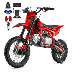 FRP FX125 125cc pit bike & dirt bike, 14″/12″ small-wheel build, red — 4-speed manual
