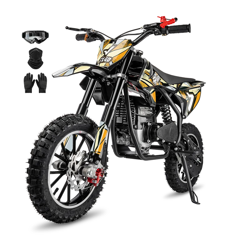 FRP FX40 Ogemaw Max 40cc kids pit bike & dirt bike in yellow, a first trail bike