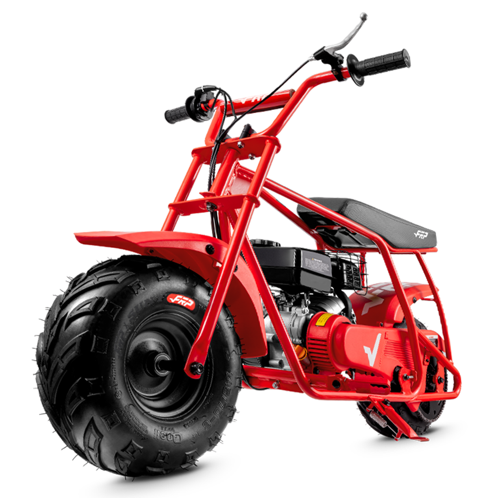 FRP GMB100 99cc gas mini bike on SunF 145/70-6 knobby tires, red, Bike Only pack