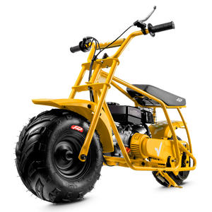 FRP GMB100 99cc gas mini bike on SunF 145/70-6 knobby tires, yellow, Bike Only pack
