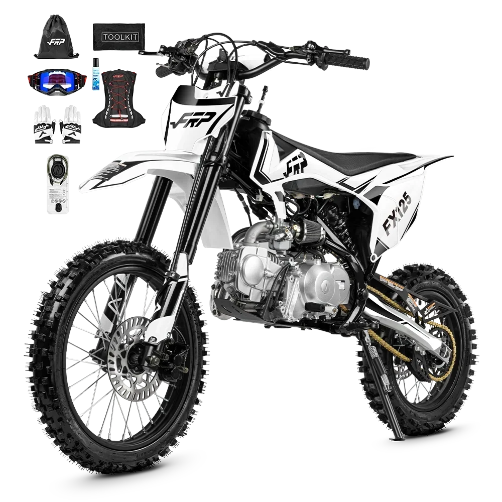 FRP FX125 125cc dirt bike, low-seat lightweight build for women and shorter beginners