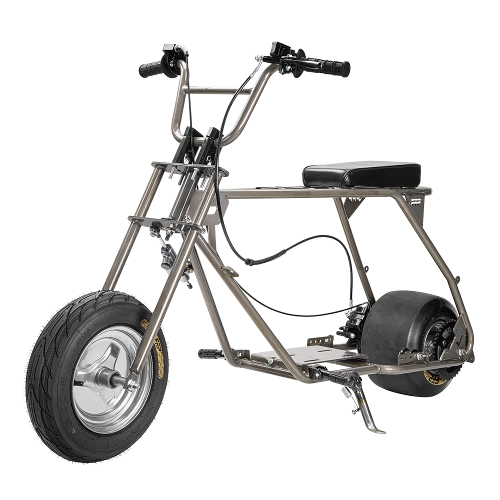 FRP RMB Rebel drag mini bike roller kit compared with the GoPowerSports Rascal GT Drag Kit