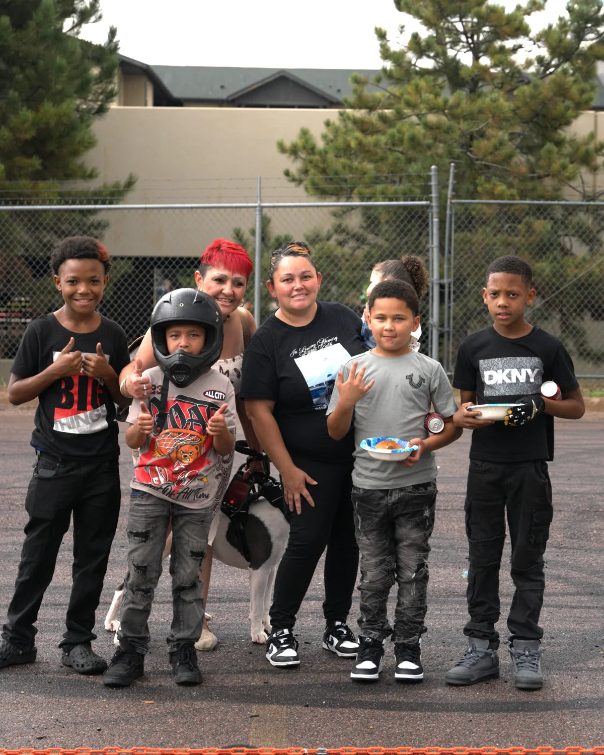 A group of kids in helmets at the FRP Rider Series Colorado Springs event
