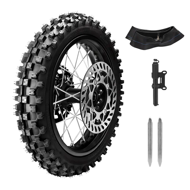 FRP x ParkerPro Dirt Bike Rear Tire Assembly detail view | frp frpmoto mini bike dirt bike