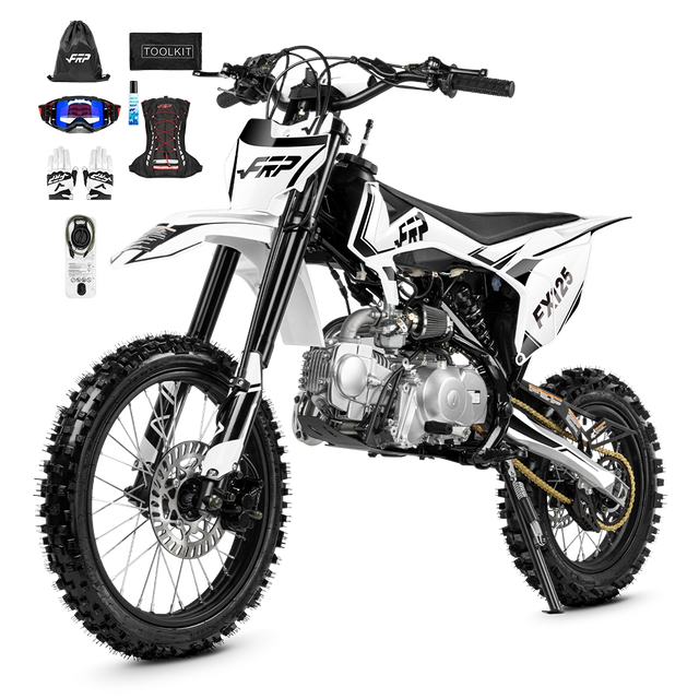 FX125 gas dirt bike in white, 17″/14″ &middot; Basic