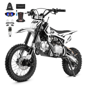 FRP FX125 125cc pit bike & dirt bike, 14″/12″ small-wheel build, white