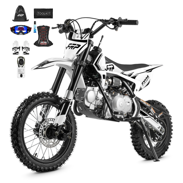 FX125 gas dirt bike in white, 14″/12″ &middot; Basic