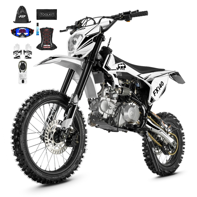 FX140 gas dirt bike in white, Pro