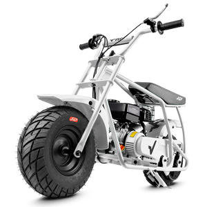 FRP GMB100 99cc gas mini bike on SunF 145/70-6 street tires, white, Bike Only pack