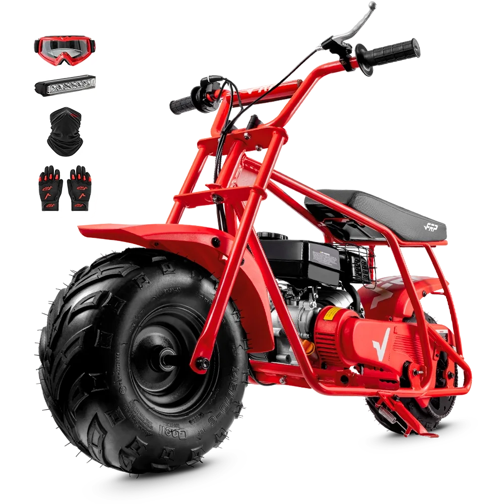 coleman mini bike cc FRP GMB100 Mini Dirt Bike, 99CC 4-Stroke Gas Powered Mini Bike for Kids & Adults, Off-Road Trail Up to 28 MPH, 220 LBS Load Tested Max Red