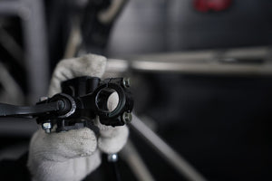 Adjustable handlebar and controls on the RMB Rebel drag mini bike roller kit